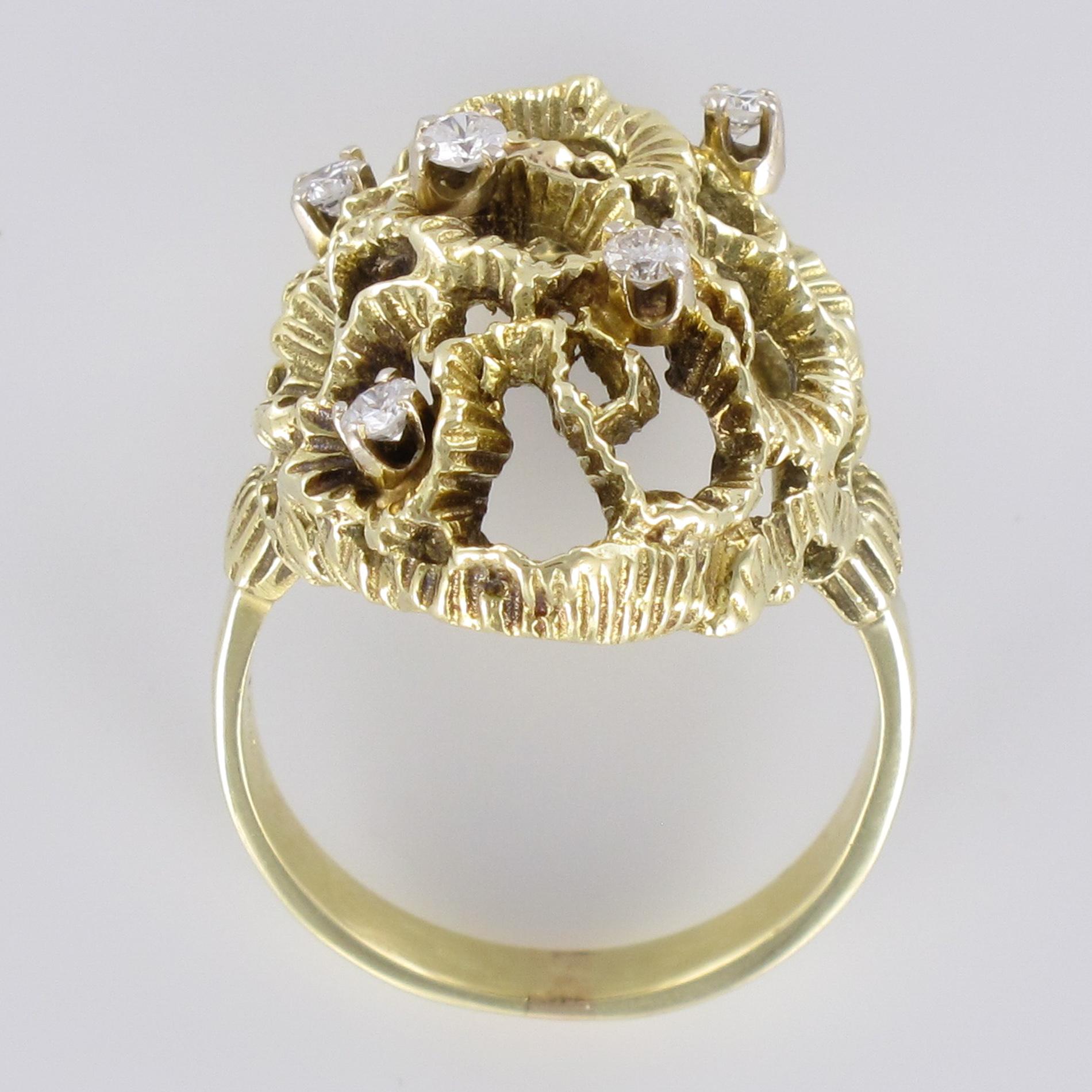 1960s Yellow Gold Diamond Arthur King Spirit Ring 5