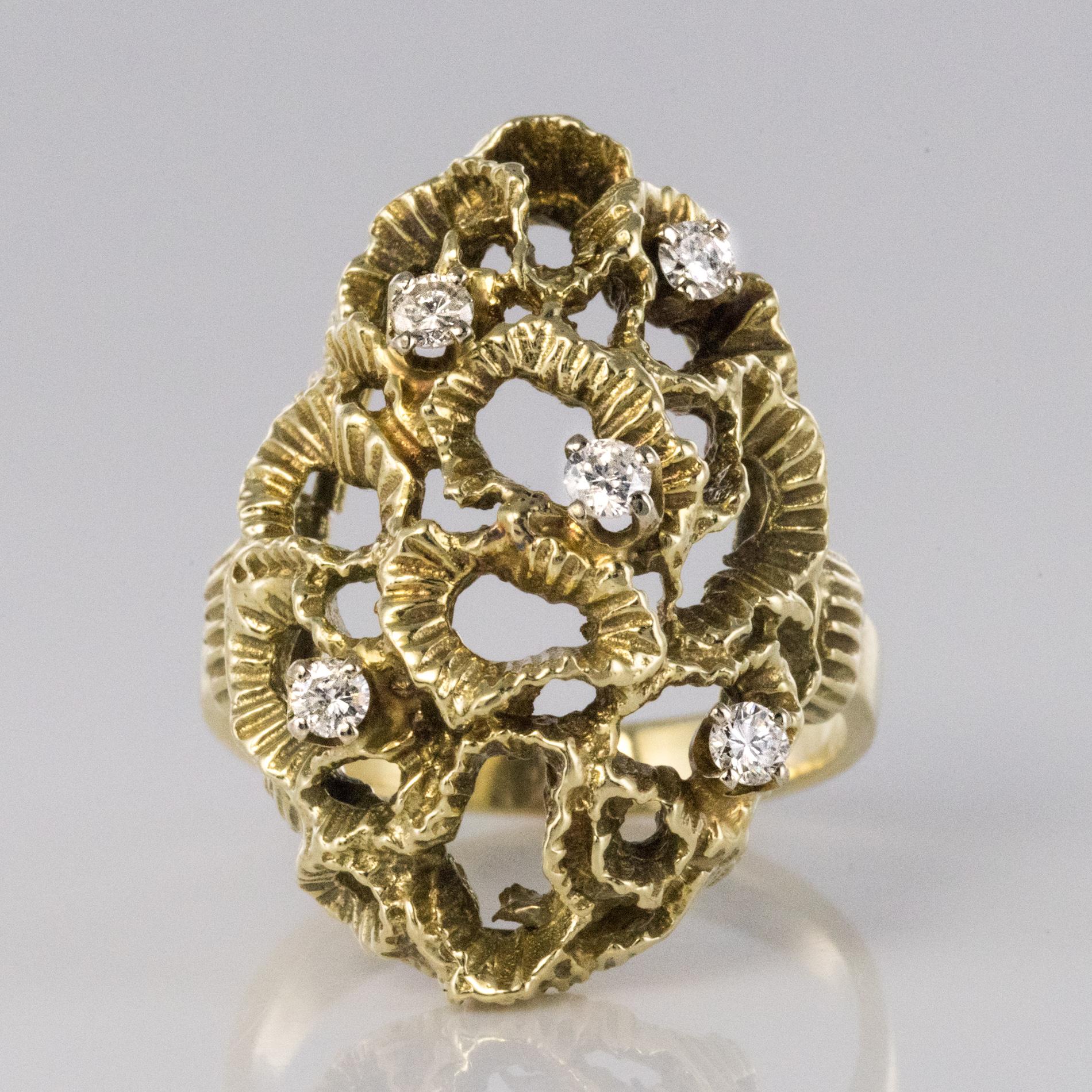 1960s Yellow Gold Diamond Arthur King Spirit Ring 6
