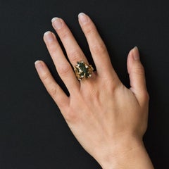 1960s Yellow Gold Jade Diamond Arthur King Spirit Modernist Ring