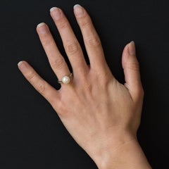1950s Pearl Diamonds White Gold Ring