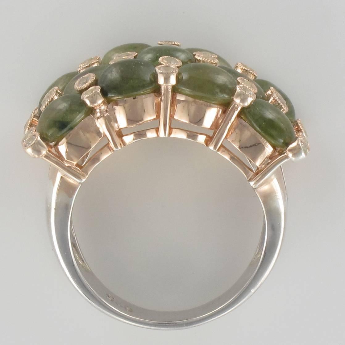 Women's New Green Sapphire White Topaz Silver Ring