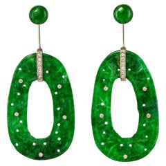 Orecchini pendenti in oro bianco 18 carati con diamanti di giada Baume