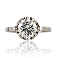 1925s Art Deco 1.50 Carat E.VS Diamond 18 Karat Platinum Solitary Ring