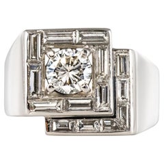 1930er Jahre Franzsisch Art Deco Diamanten Platin asymmetrischen Ring
