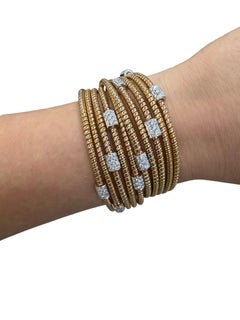 18K Bicolor Gold and Diamond Wrap Bangle Bracelet