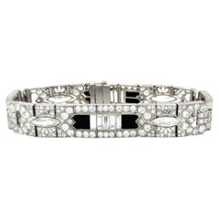 Art-Déco-Armband mit Diamanten (15,50 Karat) und Onyx, Platin