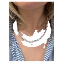 25.00 Carats Diamond Riviere Necklace, Platinum, 17 inches