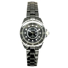 Chanel, J12 Automatic Diamond and Black Ceramic Watch, Stainless Steel, 38 mm