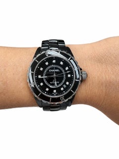 Chanel, J12 Automatic Diamond and Black Ceramic Watch, Stainless Steel, 38 mm