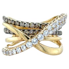 Le Vian, Gladiator Champagne Diamond and Diamond Ring, 14K Yellow and Black Gold