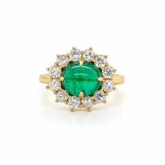 3.32 Carat Colombian Emerald and Diamond Ring, 18K Yellow Gold