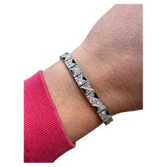 Art Deco Diamond and Synthetic Sapphire Tennis Bracelet