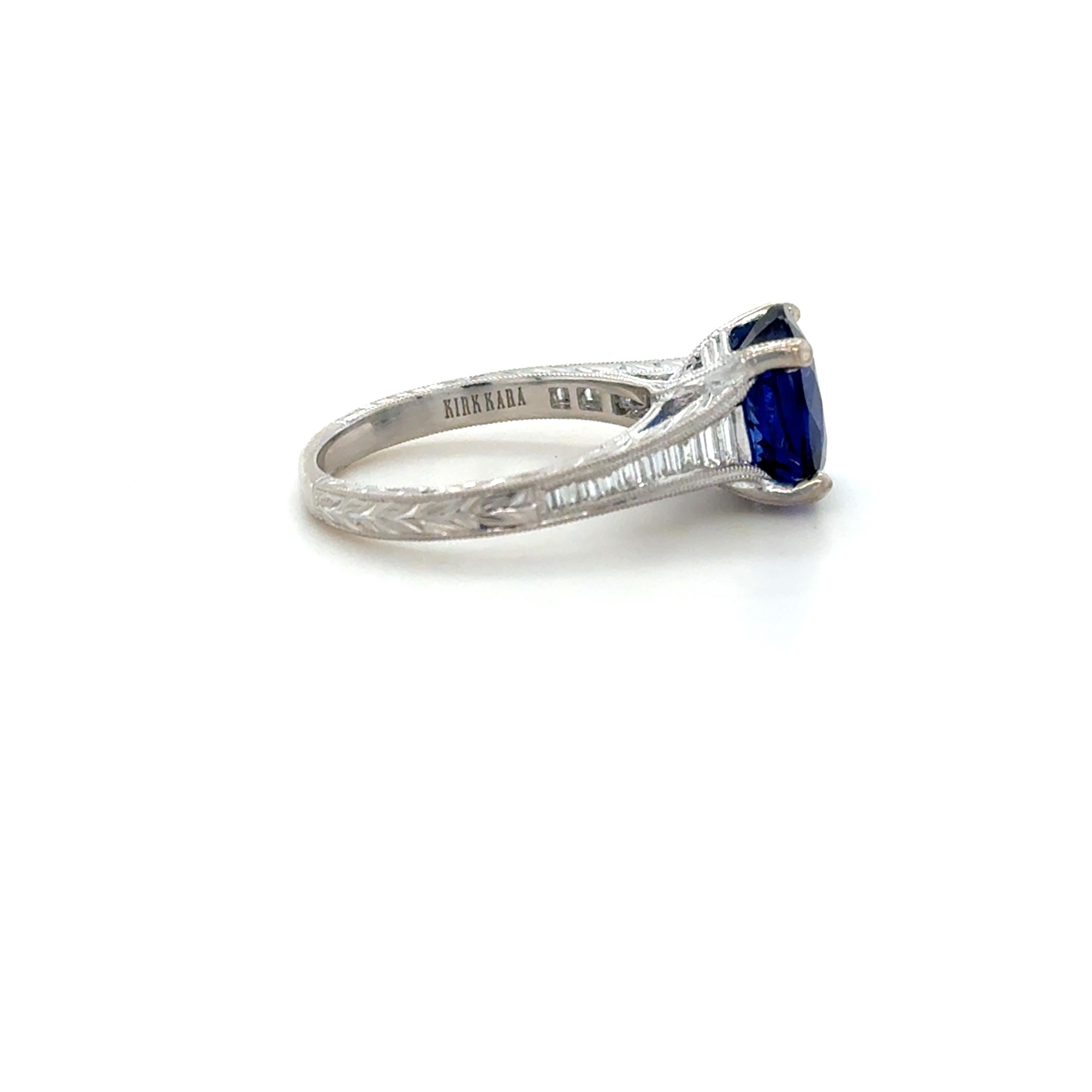 Kirk Kara, anello con zaffiro e diamante da 4,05 carati In condizioni ottime in vendita a Chicago, IL