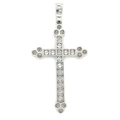 Cartier Fance, 2.50 Carats Diamond Cross Pendant, 18K White Gold