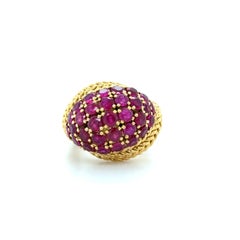 Gazdar, 1960's 18K Yellow Gold and Ruby Bombe Ring
