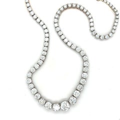 25.00 Carats Diamond Riviere Necklace, Platinum, 17 inches