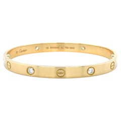 Cartier, Love Bracelet Classic Model 4 Diamonds Bangle Bracelet, size 18