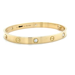 Cartier, Love Bracelet Classic Model 4 Diamonds Bangle Bracelet, size 18