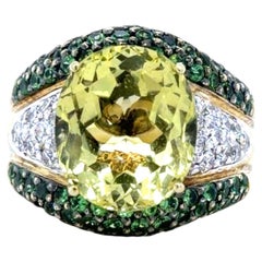 Le Vian, Lemon Quartz, Tsavorite Garnet and Diamond Ring, 14K Gold