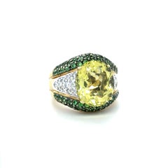 Le Vian, Lemon Quartz, Tsavorite Garnet and Diamond Ring, 14K Gold