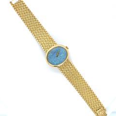 Vintage-Uhr von Piaget aus 18-karätigem Gelbgold mit schwarzem Opal-Zifferblatt