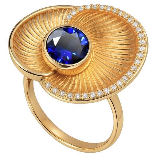 Bague en or en forme de coquillage avec kyanite et diamant en vente
