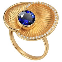 Bague en or en forme de coquillage avec kyanite et diamant