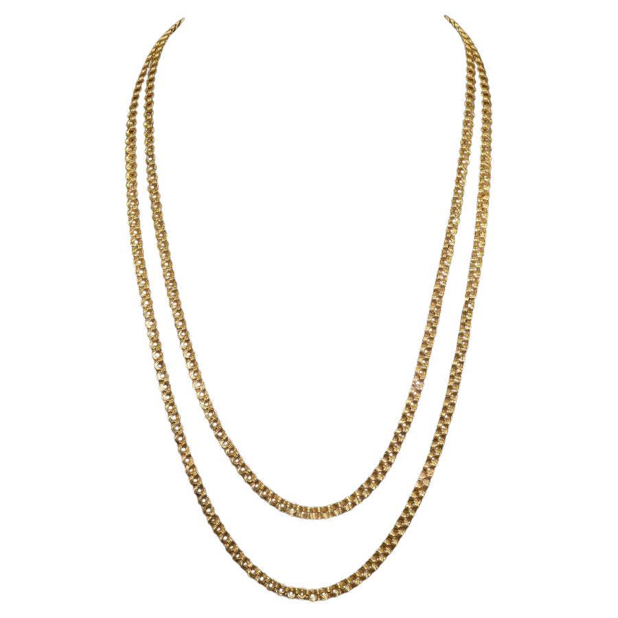 Vintage 18ct Yellow Gold double Layer Drape Necklace - 36 Grams For Sale