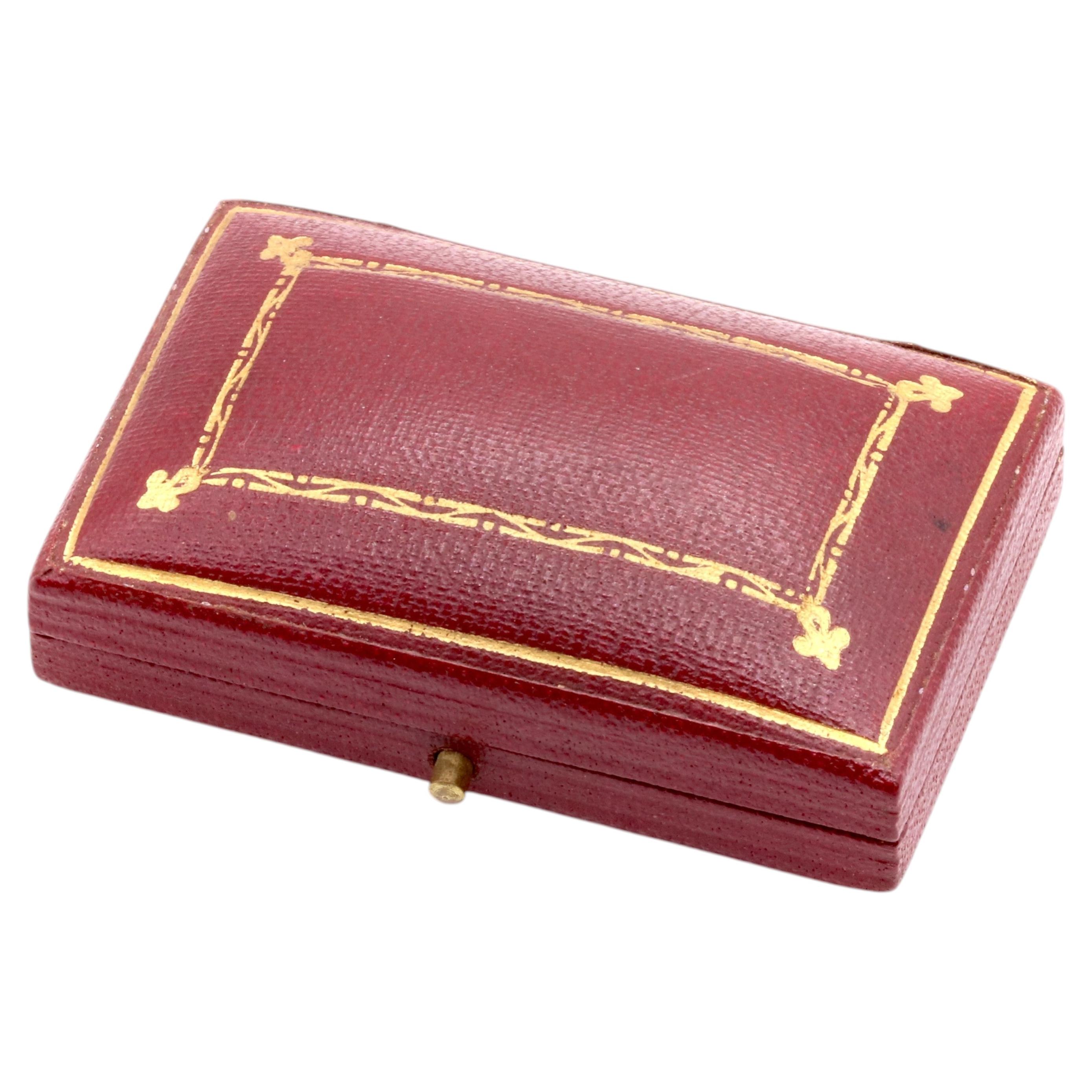 Vintage Burgundy Garrard & Co Brooch Box, with Ivory Satin & Red Velvet Interior For Sale