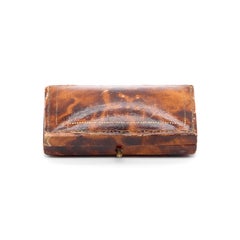 Antique Brown Tortoiseshell Leather Effect Cufflink or Stud Earring Box