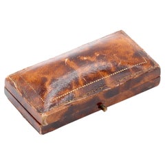 Antique Brown Tortoiseshell Leather Effect Cufflink or Stud Earring Box