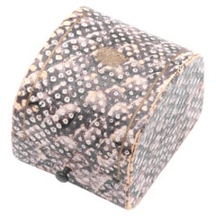 Vintage Brown Snakeskin Effect Ring Box with Gold Tooling and Cream Interior