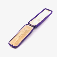 Antique Victorian Purple Velvet Stick Pin Box, Cream Velvet & Satin Interior