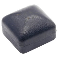 Vintage-Ringbox in Dunkelblau, rechteckig, mit cremefarbenem Satin- und Samtfutter