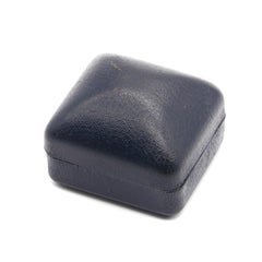 Vintage Dark Blue Rectangular Ring Box with Cream Satin and Velvet Lining
