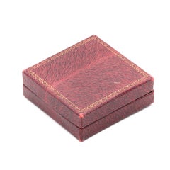 Vintage Pink Gold Tooled Square Jewellery Box, Cream Satin & Red Velvet Lining
