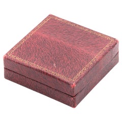 Vintage Pink Gold Tooled Square Jewellery Box, Cream Satin & Red Velvet Lining
