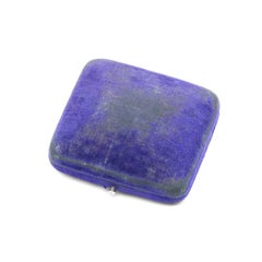 Antique Royal Blue Velvet Rectangular Jewellery Box, Cream Velvet & Silk Lining