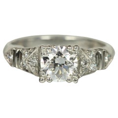 Art Deco Stil Verlobungsring - 0.98ct Runde Diamanten Platin von Bracken