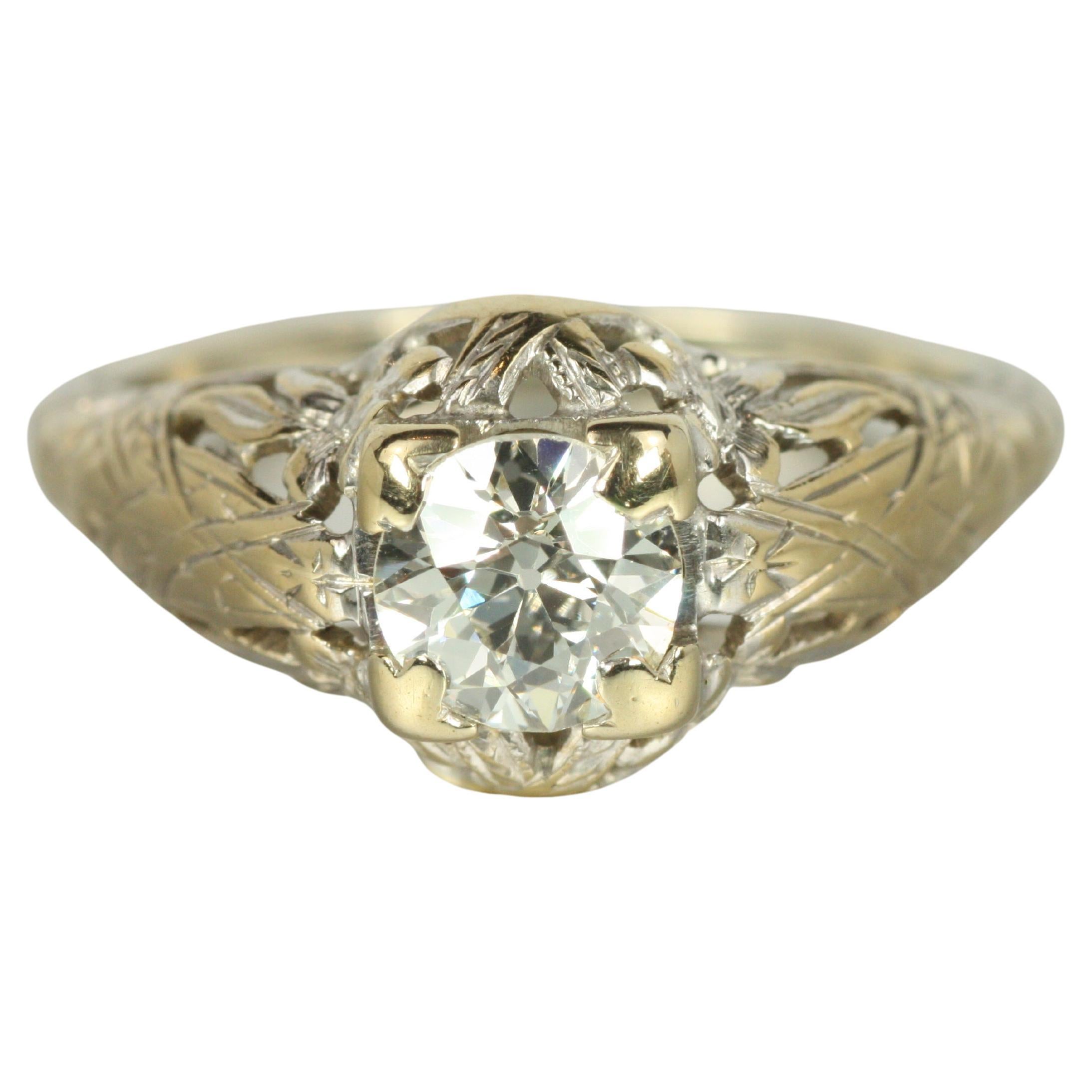 1930s Art Deco Engagement Ring – 0.60ct Old European Cut Diamond