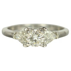 3 Stone Diamond Engagement Ring – 1.05cttw Round & Triangle Cuts in Platinum