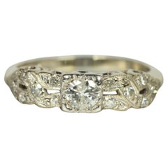 1950s Vintage Woven Diamond Engagement Ring – Twist Band Design 14K White Gold