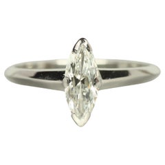 1950s Vintage 0.54ct Marquise Diamond Solitaire Engagement Ring in Platinum