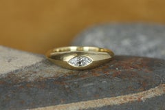 0.28 Carat Marquise Cut Natural Diamond Gypsy Engagement Ring