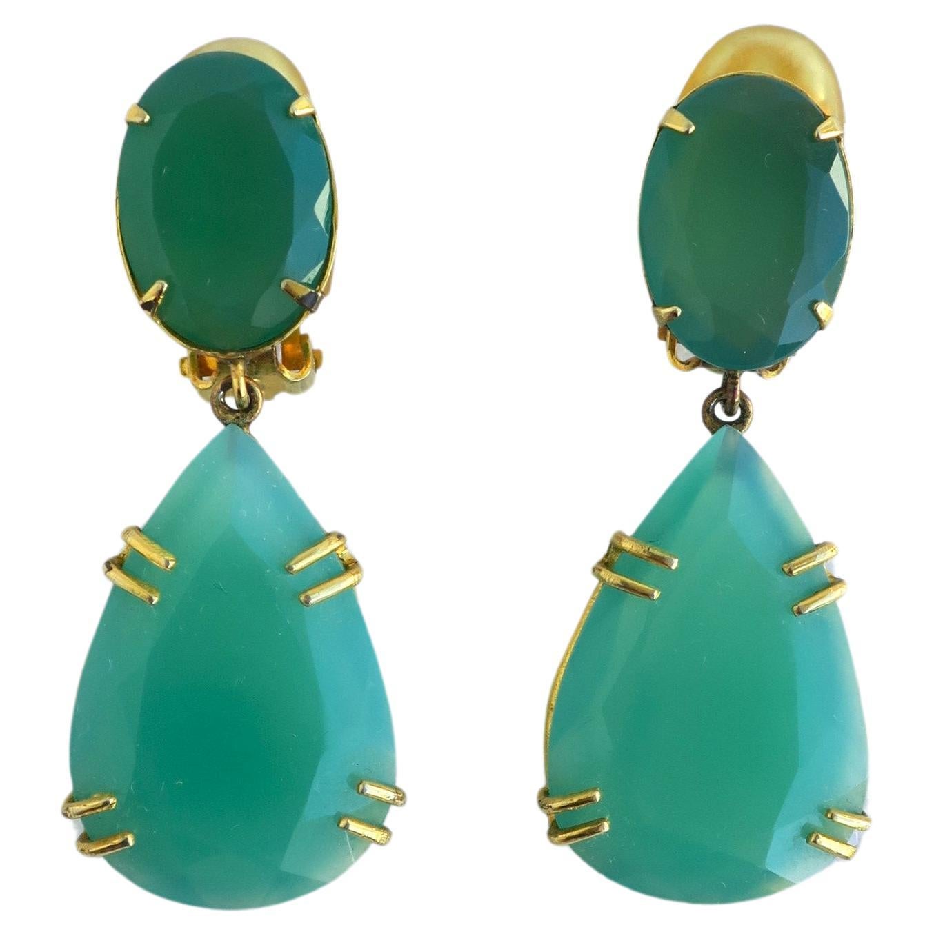 Chrysoprase Drop Earrings For Sale