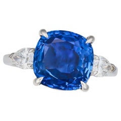 6.98ct GIA-Certified Unheated Ceylon Sapphire & Diamond Ring