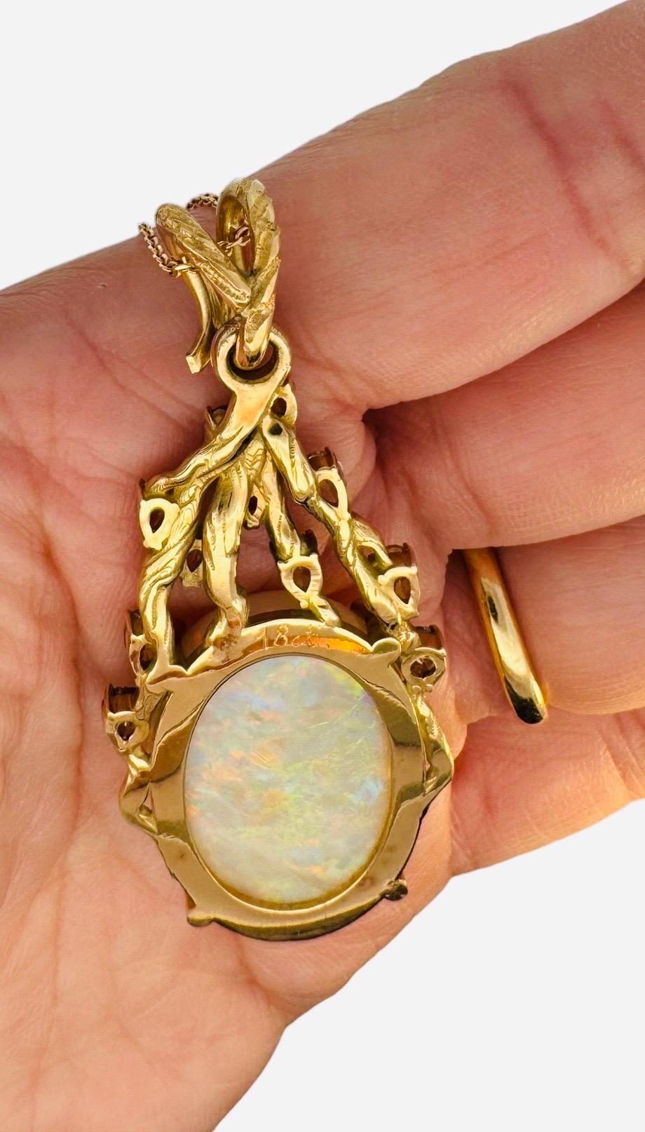 27.00 Carat  Australian Opal and Diamond Branch Motif Pendant For Sale 3