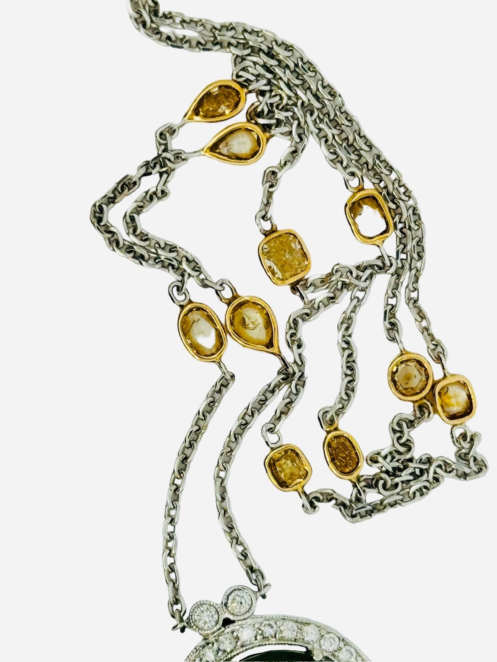 Collar de gota de peridoto y diamantes de 20,55 quilates en venta 6