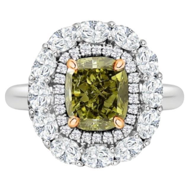 Anillo de diamantes verdes con certificado GIA de 2,09 quilates
