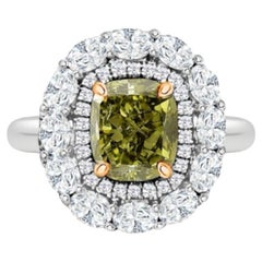 Anillo de diamantes verdes con certificado GIA de 2,09 quilates
